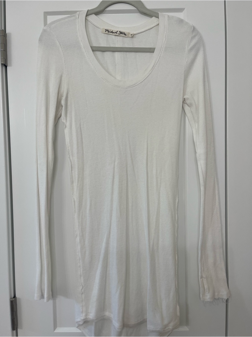 Michael Stars White Long-Sleeve Scoop Neck Thermal dress